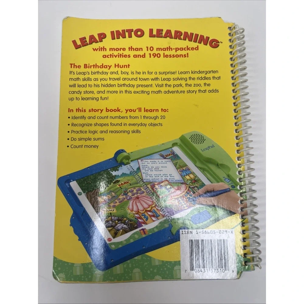 Vintage LeapFrog LeapPad Interactive Math The Birthday Hunt Book & Cartridge